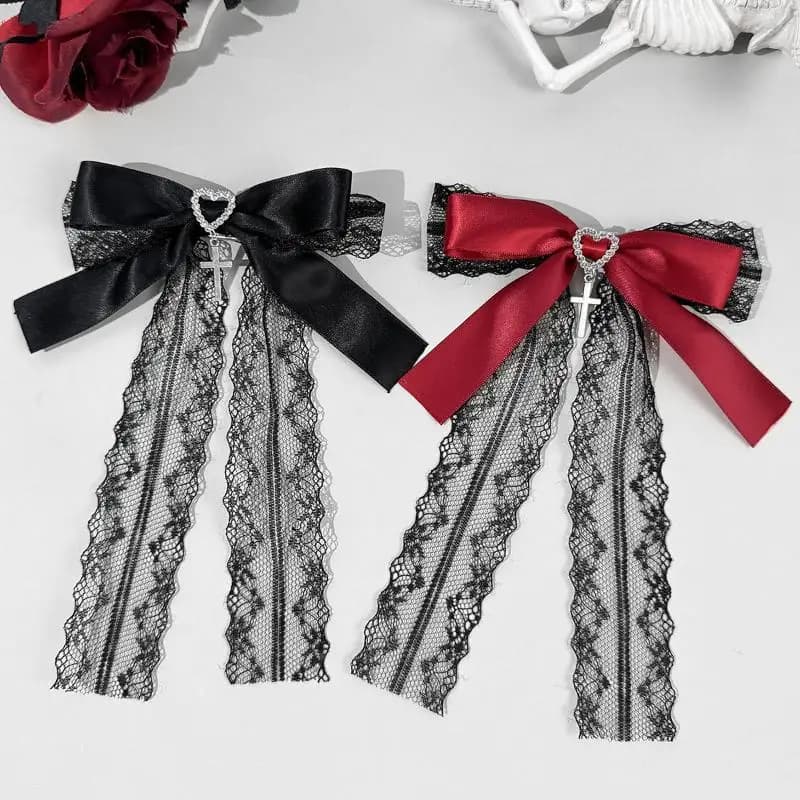 Gothic Girl Exquisite Hair Accessories, Japanese Lolita Lace Ponytail Hair Clip, Cute Bow Barrettes, Bag Decoration