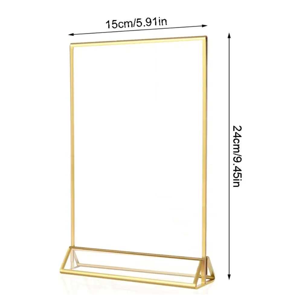 Porta Cartelli in Acrilico Trasparente Dorato Multiuso con Base, Elegante Porta Etichette Fai-da-Te, Resistente Porta Menu, Decorazione per Addio al Nubilato