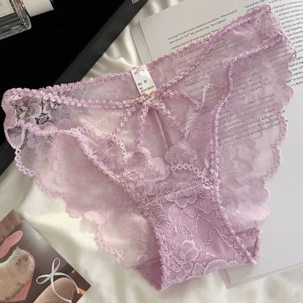 Slip in pizzo a vita alta da donna, in cotone, sottile, trasparente, in rete, per l'estate