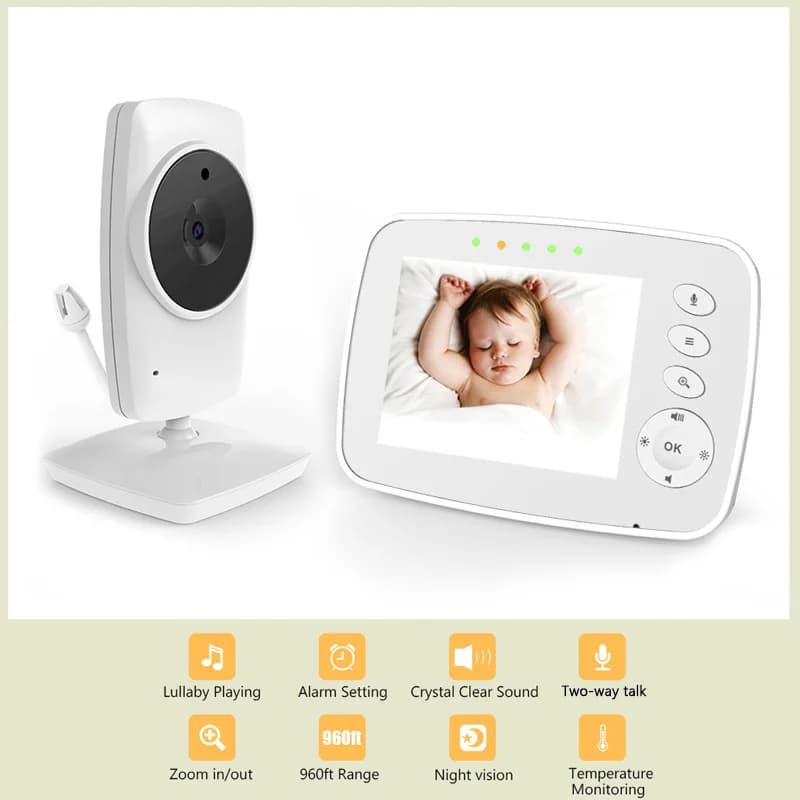 Citofono vocale bidirezionale Baby monitor wireless da 3,2 pollici Monitoraggio della temperatura ambiente Visione notturna a infrarossi Ninna nanna che suona infermiere