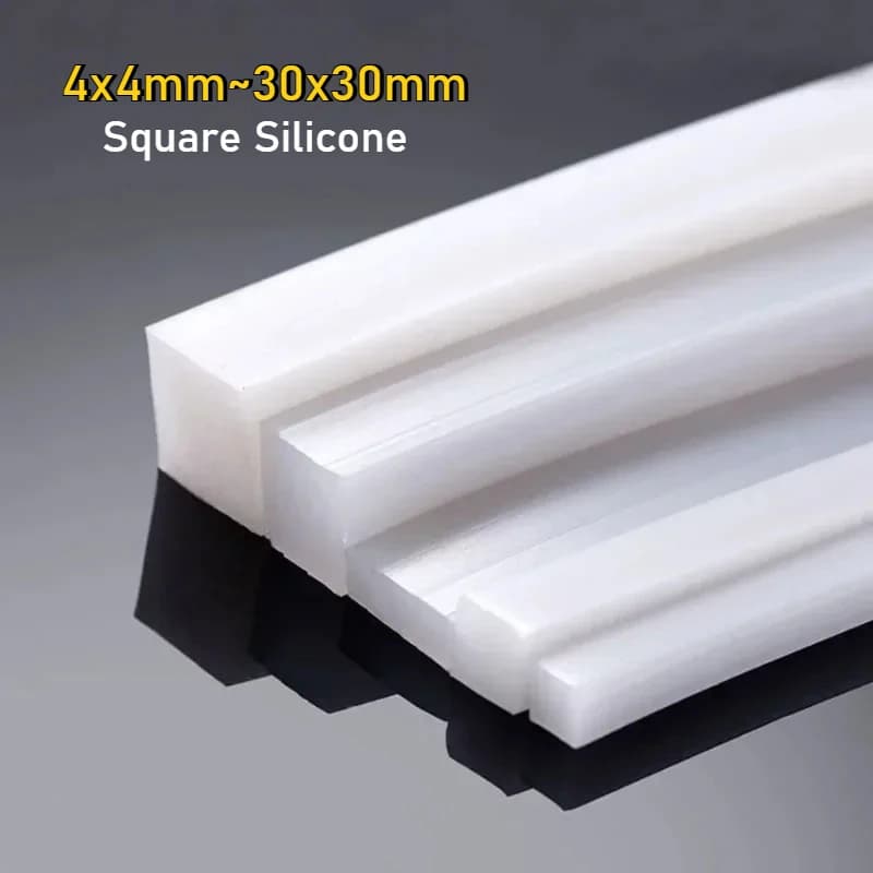 Striscia quadrata in silicone da 1 m Strisce sigillanti in gomma siliconica solida Guarnizione resistente alle alte temperature 4x4mm ~ 30x30mm