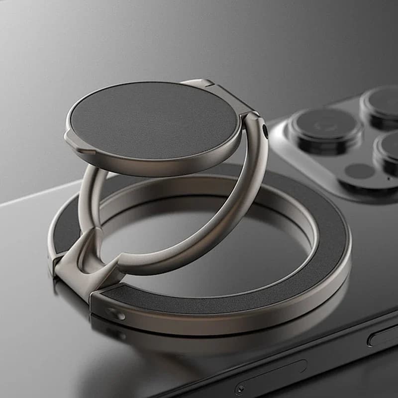 Supporto magnetico universale a doppia faccia per la ricarica wireless, supporto per cellulare da auto con anello di presa e cinturino da polso