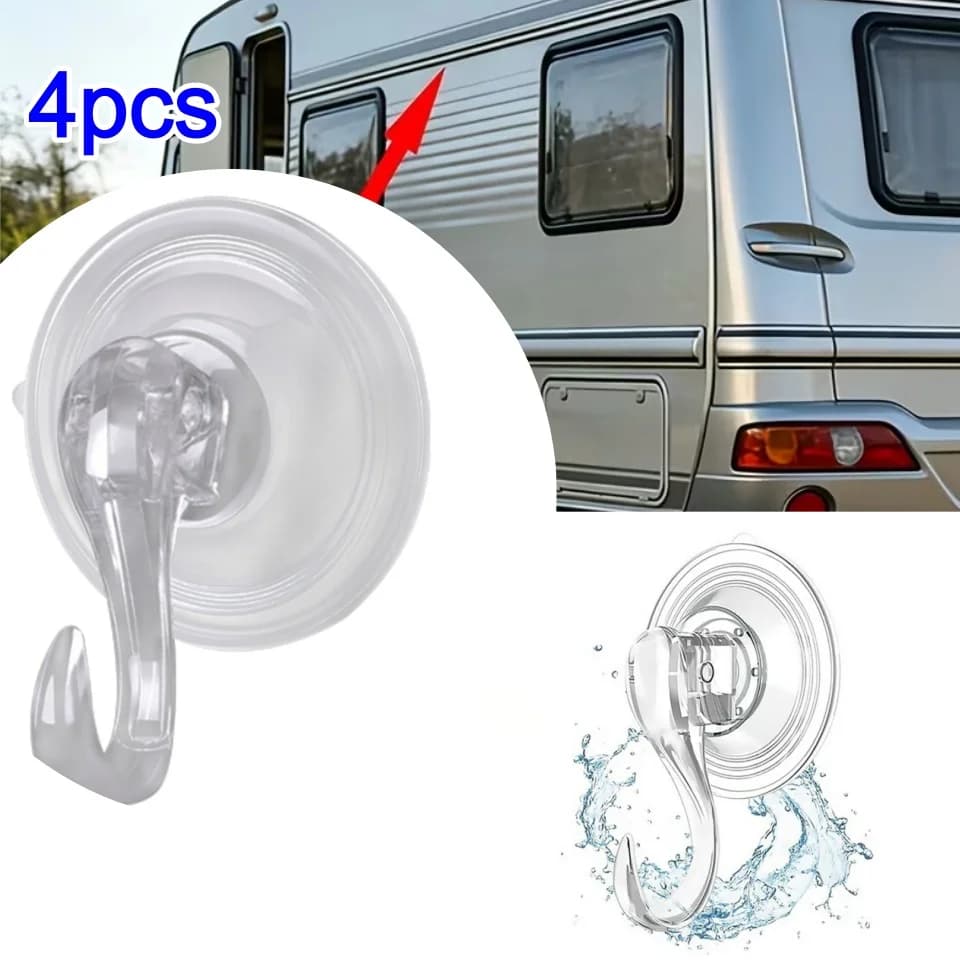 4PCS Heavy Duty Suction Cup Hooks Clear RV Window Door Hanger Removable Reusable Suction Hook Decor Accessory