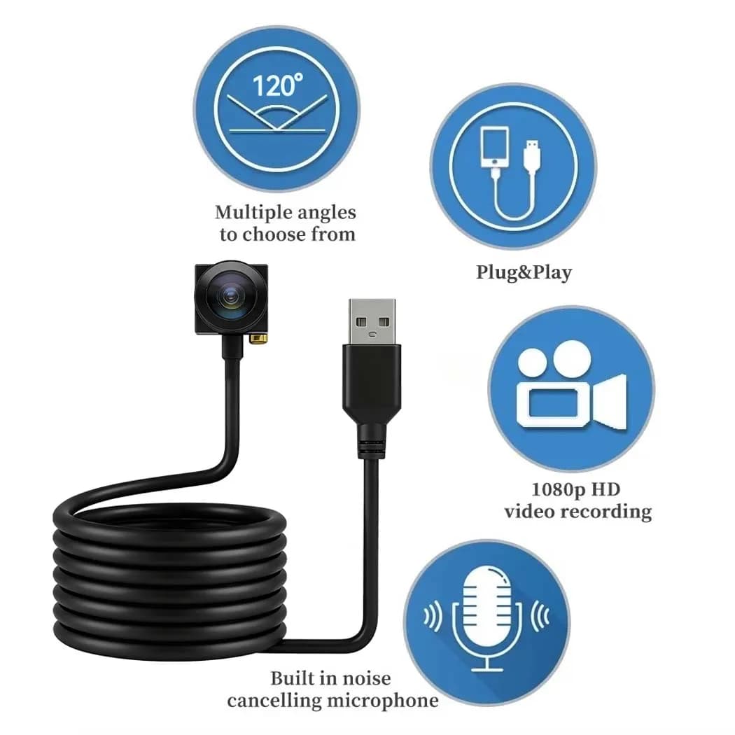 1080P HD USB Webcam, Mini Camera with 2.8mm/3.7mm lens, Security Camera for PC and Exterior