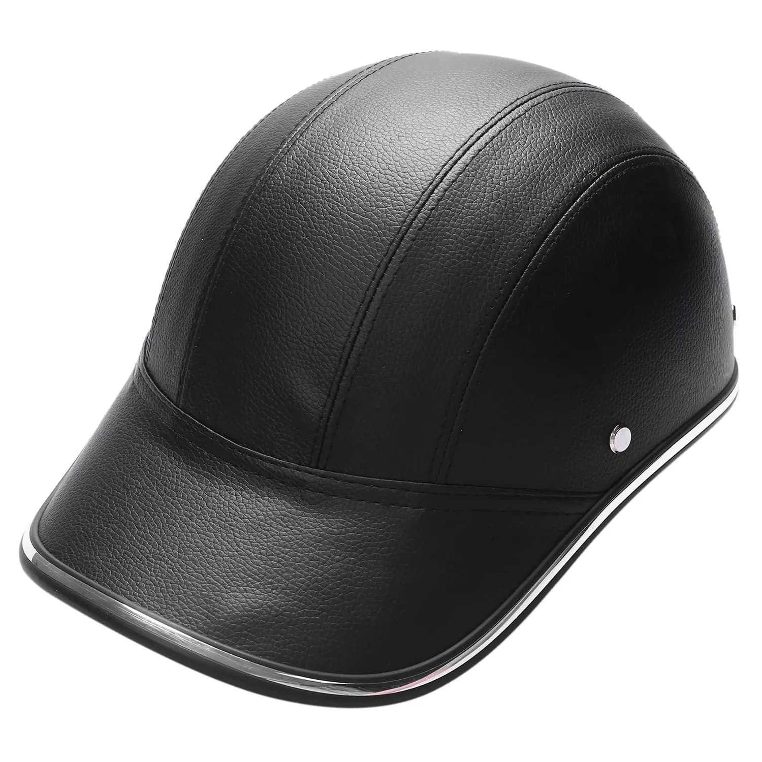 Better-Caschi in pelle per moto Scooter per bici Casco protettivo semiaperto per il viso Cappello rigido di sicurezza Casco da corsa unisex Berretto da baseball