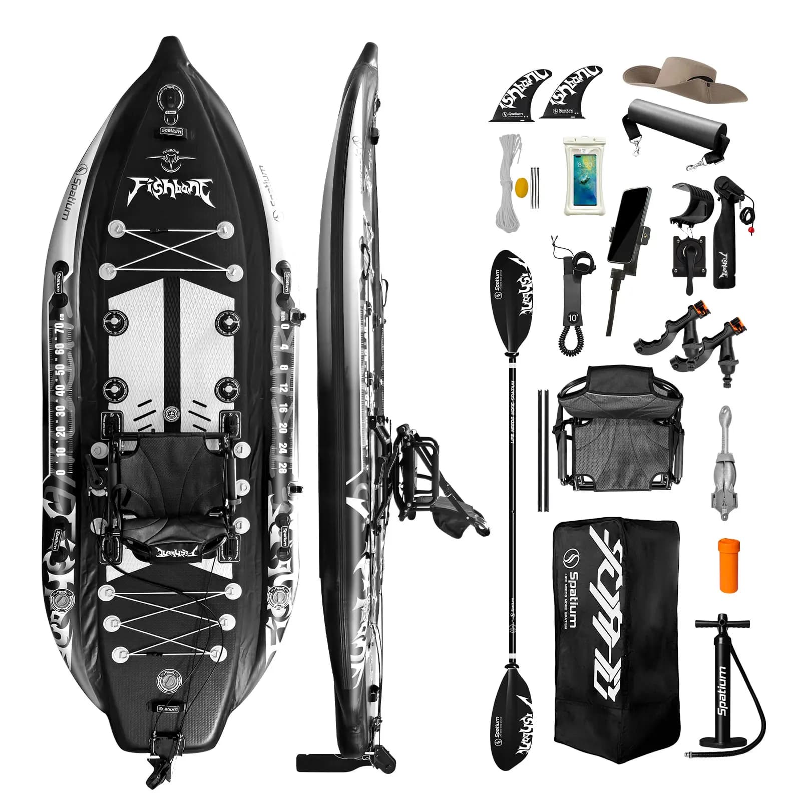 Kayak da Pesca Spatium, Tavola da Paddle Gonfiabile SUP 11'*48'*6', Barca da Pesca con Sedile Girevole