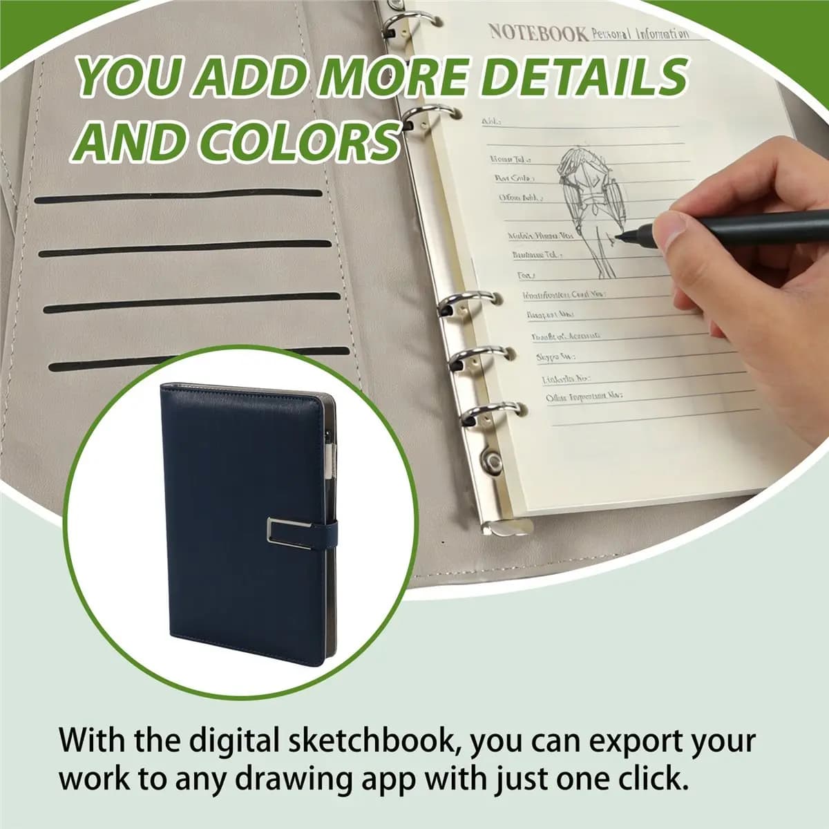 lillili Syncify Digital Sketchbook Pro V2, Bluetooth 5.0 Smart Sync Pen & Digital Notebook, Writing & Note-Taking Tool D
