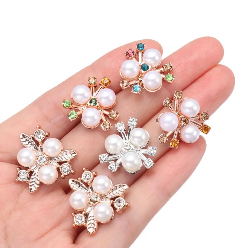 10 pezzi bottoni di strass fiore di perle forcine di cristallo scintillante decorazione vestiti accessori per cucire