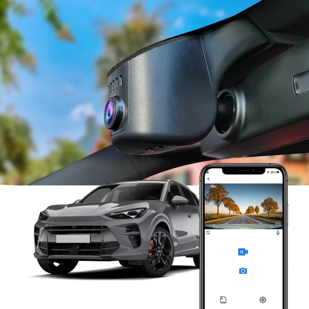 FITCAMX Dash Cam 4K UHD for Cupra Terramar 2024 2025 2026, DVR Auto Style OEM with Integrated WiFi, Night Vision and G-Sensor