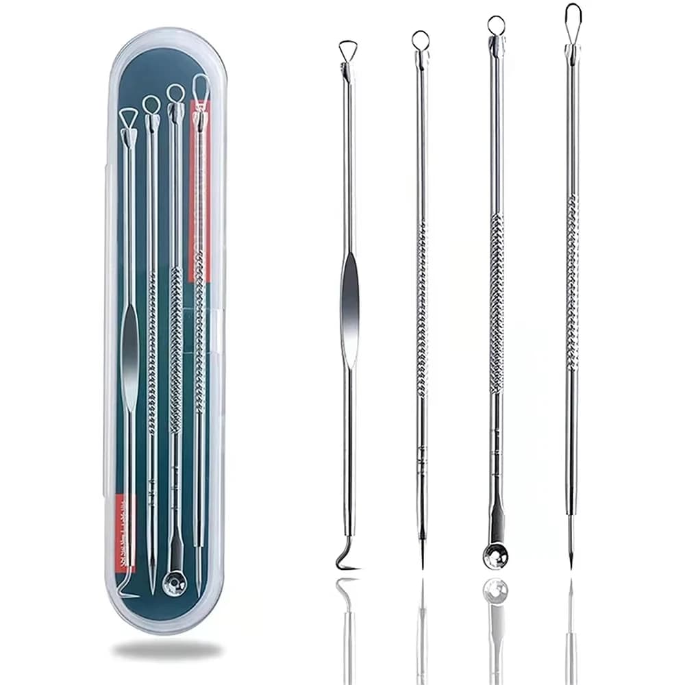 4 pz Comedone Acne Remover Set Bellezza Cura Della Pelle Poro Cleaner Acne Ago Brufolo In Acciaio Inox Brufolo Aghi Strumenti di Rimozione