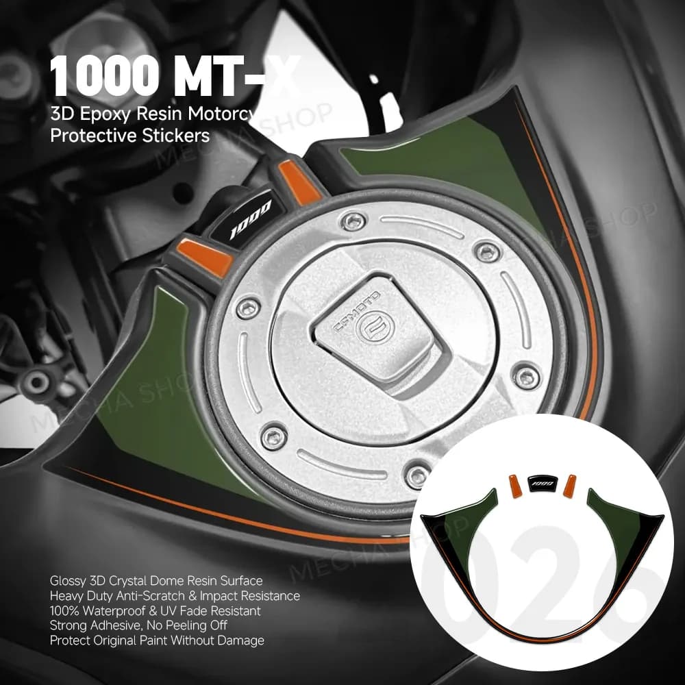 3D Epoxy Resin Sticker Protection Kit Gas Cap Upper Protection Sticker for CFMoto 1000 MT-X 1000MTX 2026