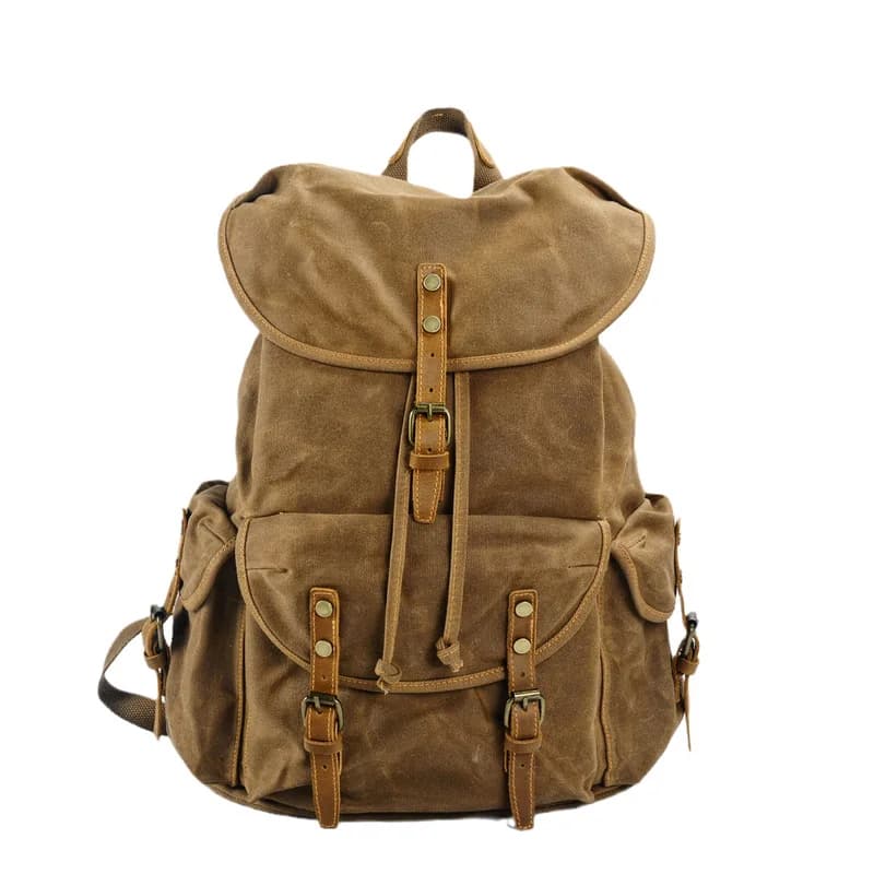 Retro soft wax canvas large capacity backpack for students, school bag casual travel bag hiking bag backpack for men