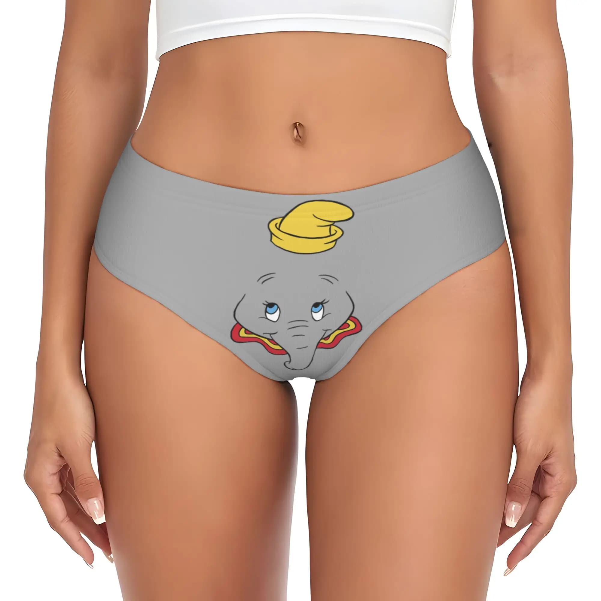 Custom D-Dumboes Cartoon Brief Panties Womens Comfort Cute Elephant Underwear