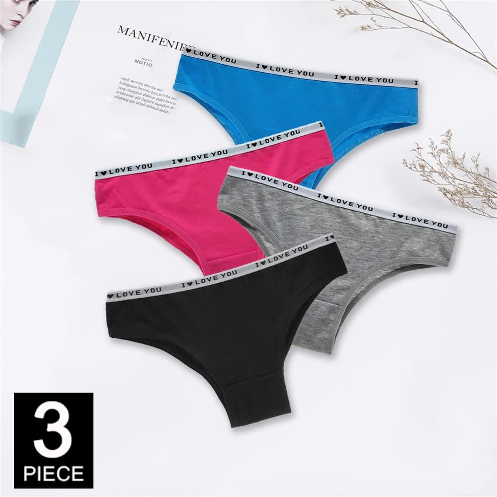Underwear Women Panties Sexy Half Hips Covers Low Waisted Briefs Hipster Ladies Knickers Lingerie Intimates 3 Pcs/set