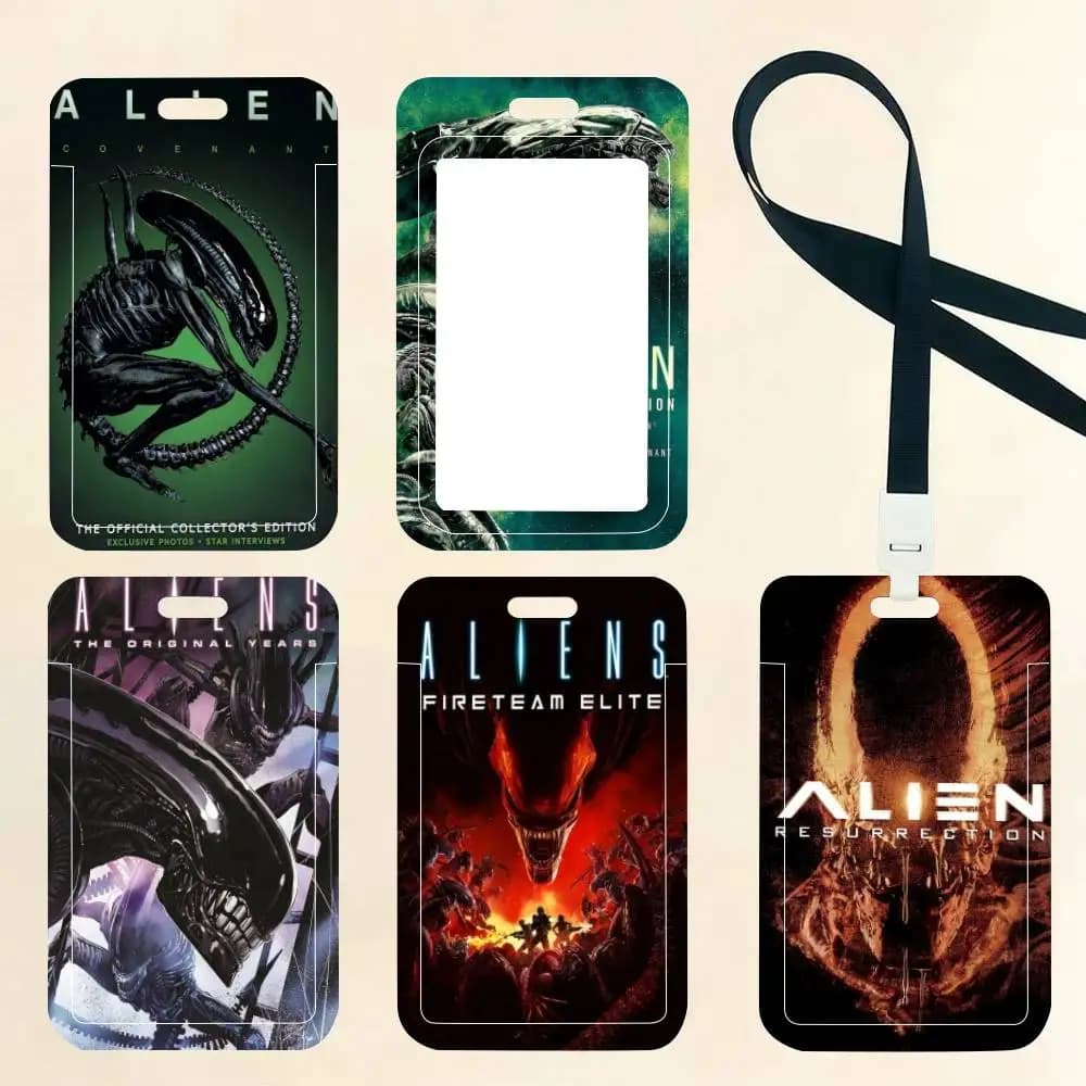 Alien Classic Horror Sci-Fi Movie Card Holder Neck Strap Pendant Door Badge Holder Lanyards Keychain Work Credential Case Gift