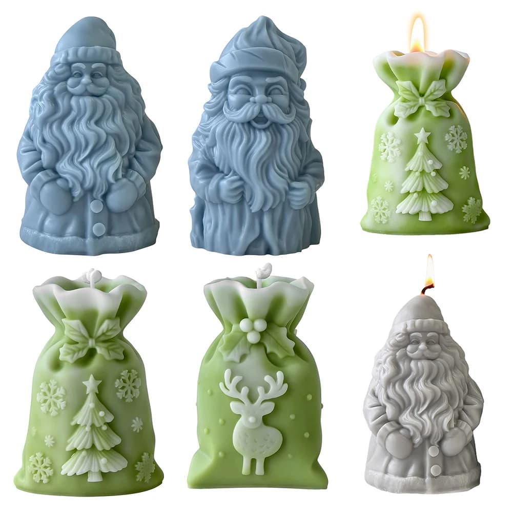 Stampi per ornamenti in resina di gesso per candele aromatiche Stampi in silicone per candele di Babbo Natale Stampo per colata in resina per decorazioni domestiche