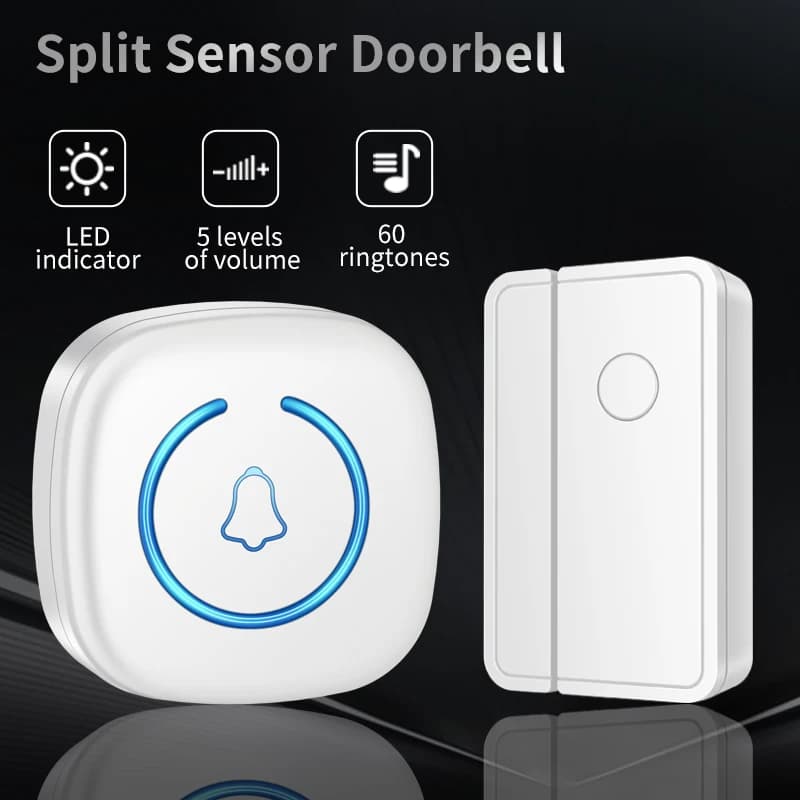 Sensore per porte e finestre di tipo diviso Sensore magnetico per porte wireless 60 brani Protezione domestica Sicurezza Allarme antifurto Promemoria volume