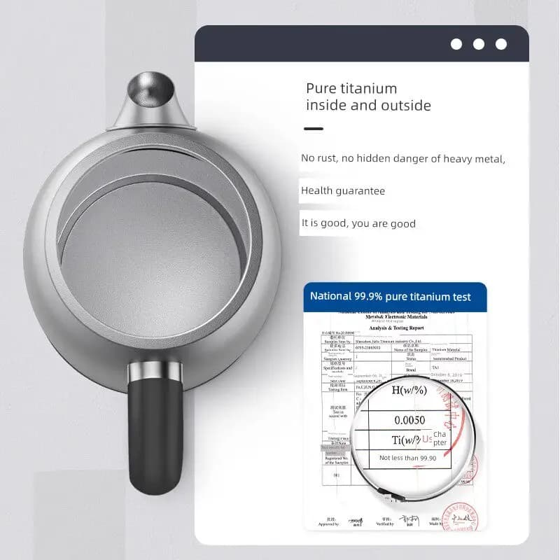 Bollitore Elettrico in Titanio di Alta Gamma 1800W per Uso Domestico, Grande Capacità 1.7L, Spegnimento Automatico, Coperchio Separato