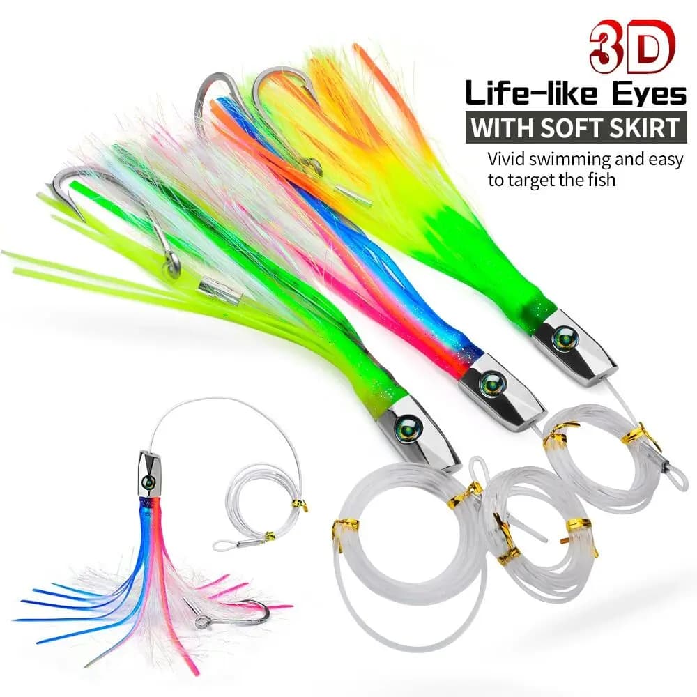 1PC acque profonde richiamo di pesca in acqua di mare 22cm85g testa in lega di zinco polpo calamari gonna esca grande gioco pesca Marlin tonno traina richiamo