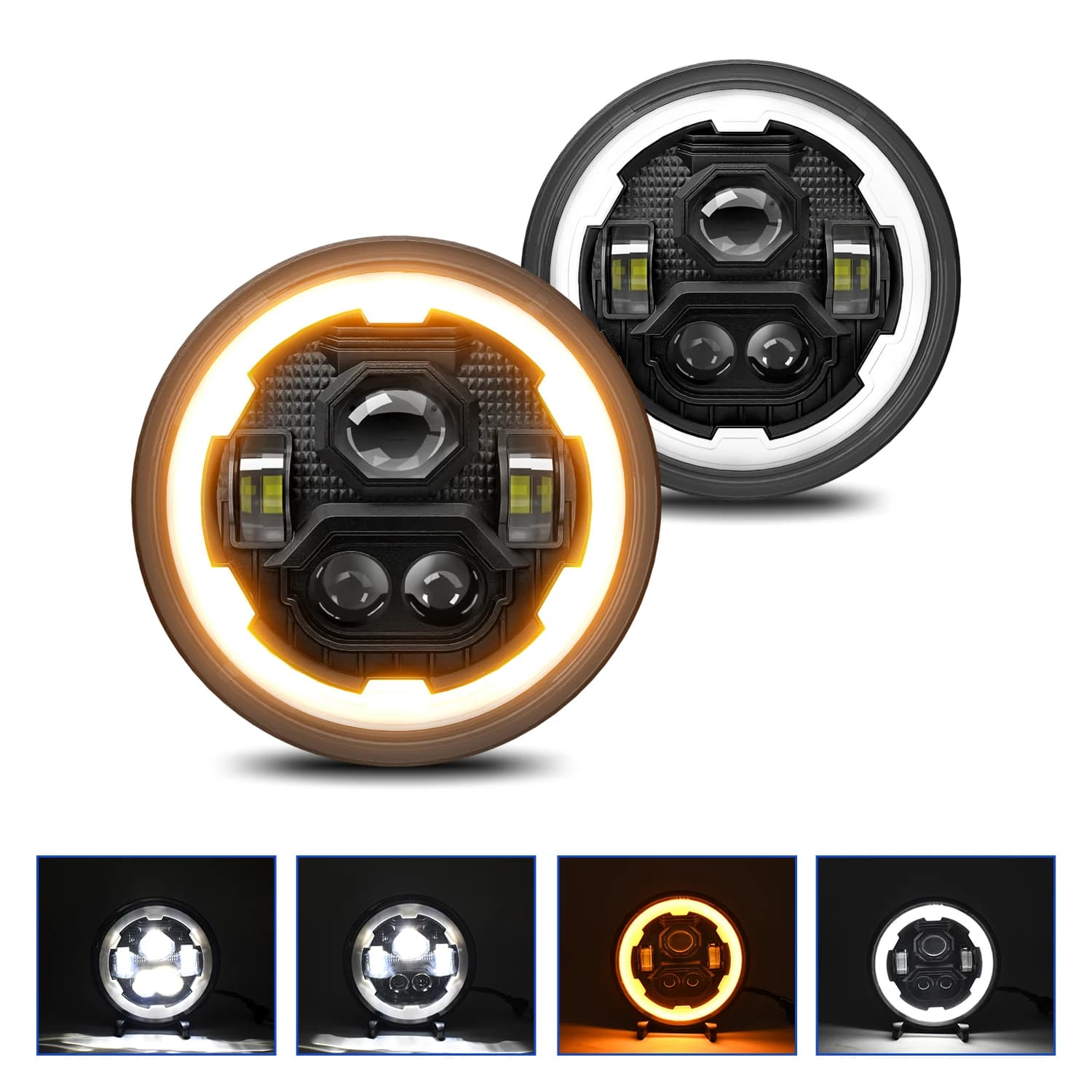 7 Inch Round LED Headlight High Low Beam DRL Amber Turn Signal Lamp For J-e-e-p Wrangler Motorcycle Offroad Vehicle 12V