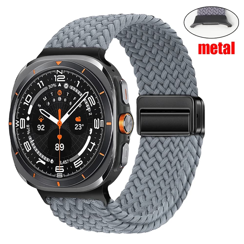 For Samsung Galaxy Watch Ultra Strap 47mm Accessories Magnetic nylon braided wrist strap Galaxy Watch7 Ultra Band