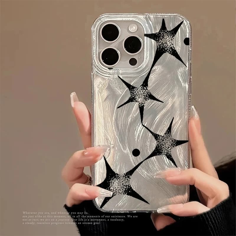 Cover Antiurto con Motivo Trendy Shining Star per iPhone 17 16 Pro Max 11 13 12 14 15 7 8 Plus XS X XR 16E Air