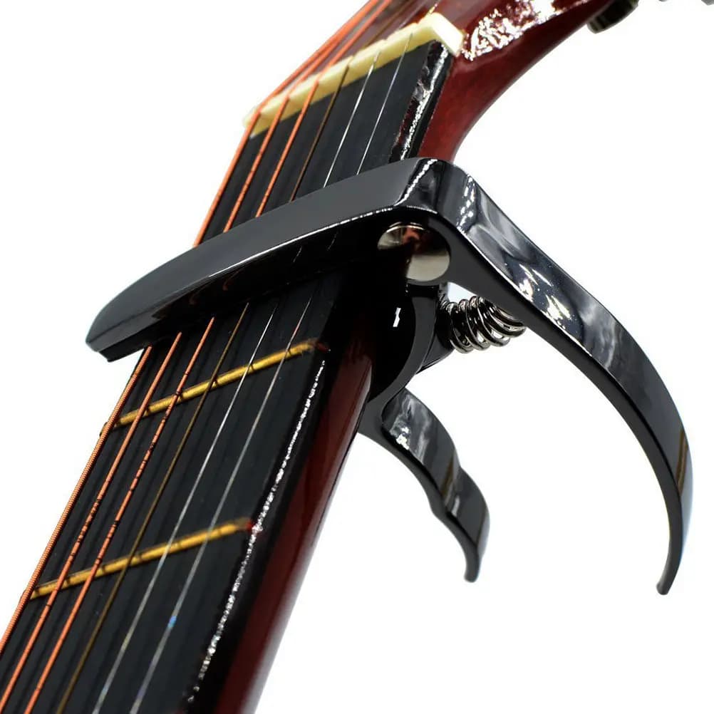 Set di capotastri per chitarra in metallo nero per chitarra acustica ed elettrica, ukulele, banjo, mandolino e strumenti a corda