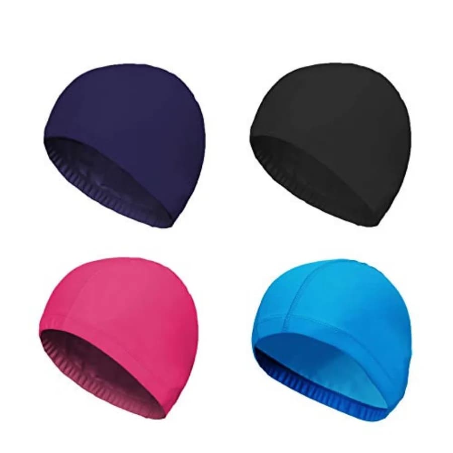 4-Pack Man Women Pure Color Nylon Spandex Fabric Swim Cap Swimming Cap Bathing Cap
