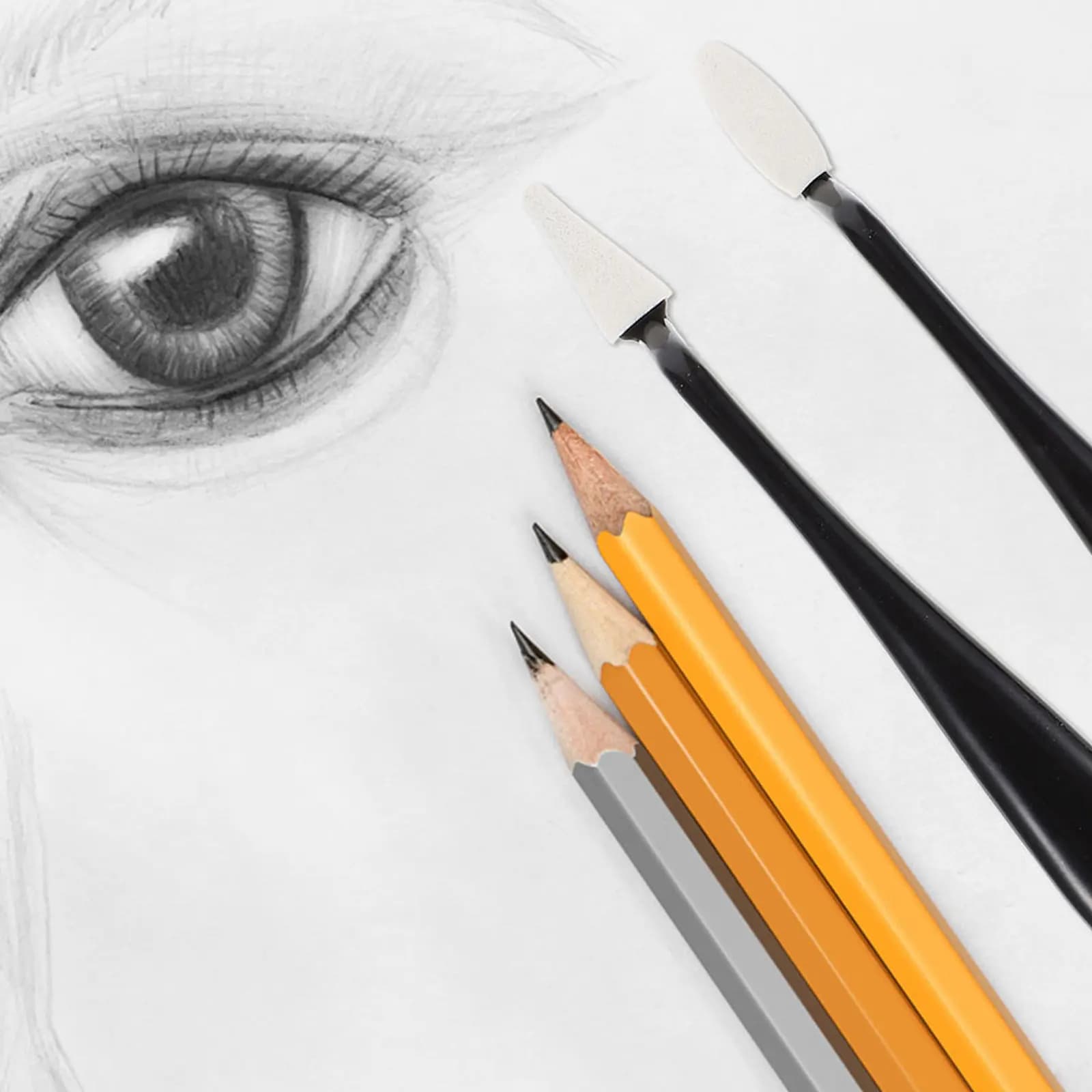 Set di 1 Spugna per Sfumature in PP, Strumenti per Sfumare e Ombreggiare, Attrezzi da Disegno per Artisti e Principianti, Portatile