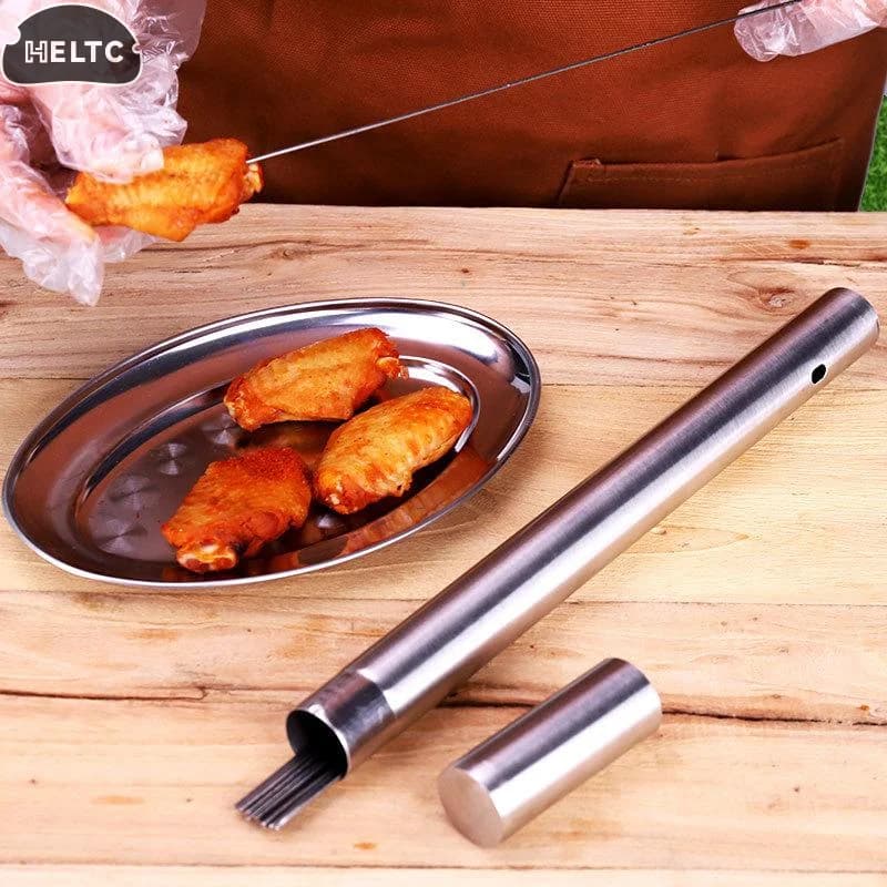 Barbecue Skewer Stick Stainless Steel Storage Tube BBQ Lamb Skewers Stick Grilled Meat Skewers Stick Storage Box Outdoors Travel