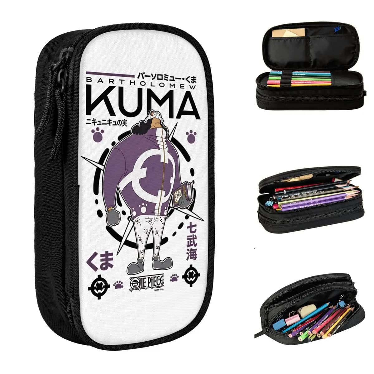 Bellissimo Astuccio Portapenne One Piece Bartholomew Kuma, Porta Penne Anime per Ragazze e Ragazzi, Borsa da Ufficio, Regalo di Cancelleria