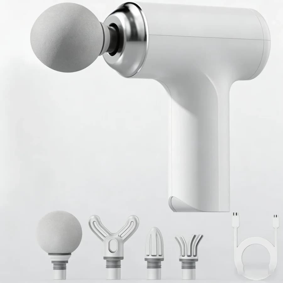Portable Massage Gun with 4 Interchangeable Heads & LED Display - Full Body Percussion Massager for Deep Muscle Relaxation