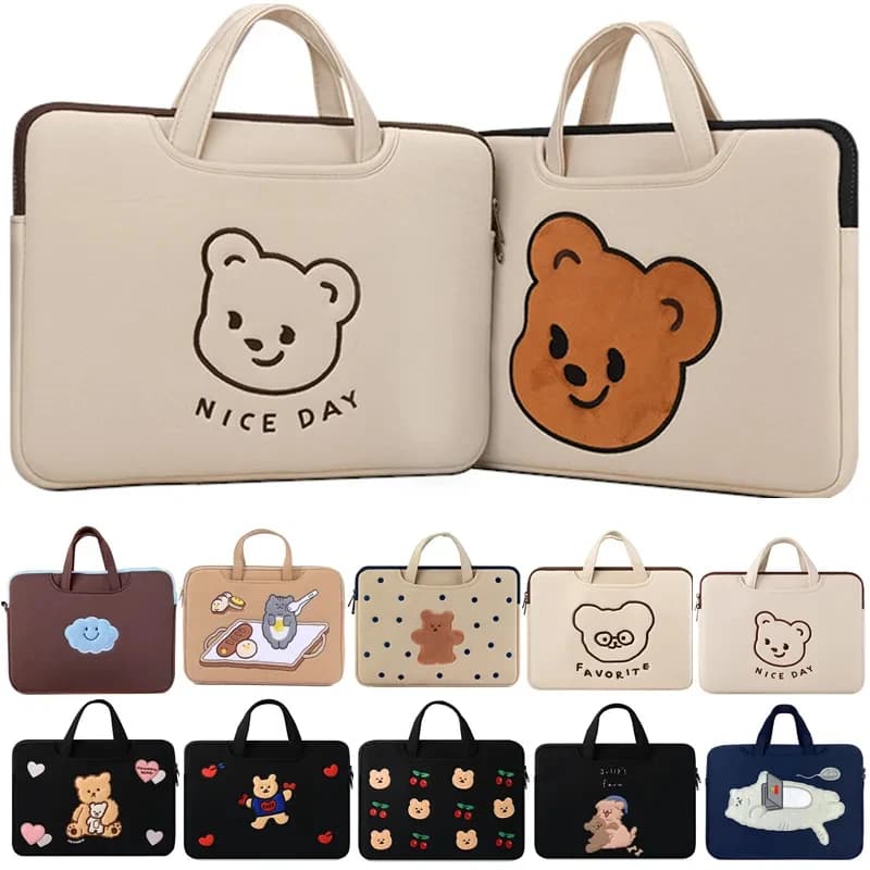 Custodia per laptop con orso simpatico cartone animato per MacBook Air Pro HP Lenovo 13 14 15 15.6 16 pollici Notebook Lap Tops Custodia per borsa da trasporto