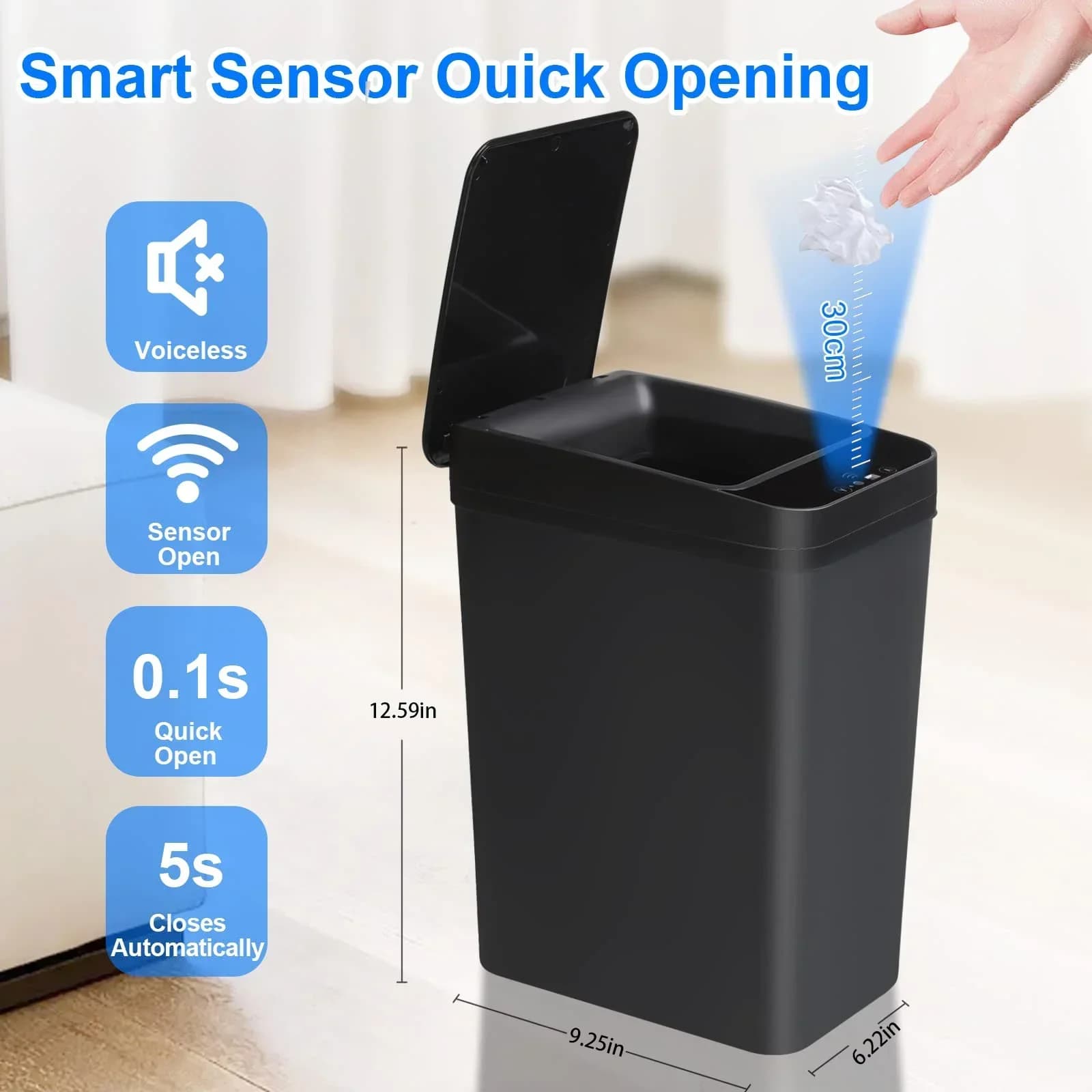 Smart Sensor pattumiera 12L Kitchen bidone della spazzatura elettrico Touchless bagno secchio impermeabile immondizia con coperchio cestino della spazzatura domestico