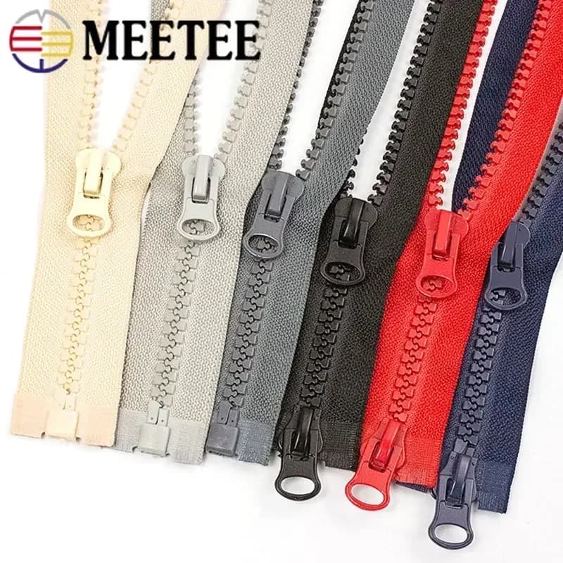 1 pezzo 8 # Cerniera in resina 50/60/70 cm Cerniere a cursore singolo per giacca 80/90/100 cm Doppio estrattore Zip Vestiti Cucire Zampe lunghe Kit di riparazione