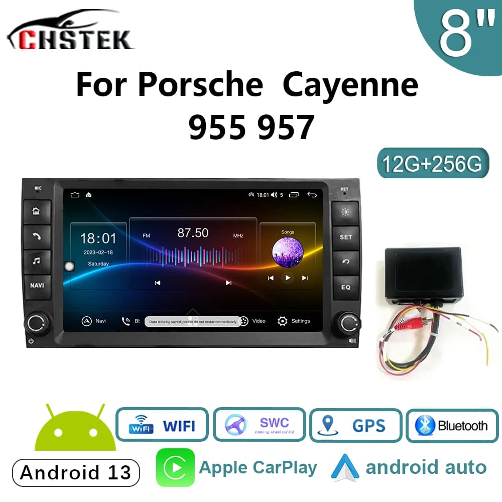 CHSTEK Car Radio Android 13 Player for Porsche Cayenne 955 957 9PA 2002-2010 CarPlay Navigator Multimedia Bluetooth 4G GPS WiFi