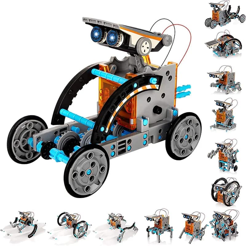 Kit robot ad energia solare 13 in 1 STEM Giocattolo educativo di assemblaggio fai-da-te con puzzle scientifici intelligenti Regali creativi per ragazzi e ragazze