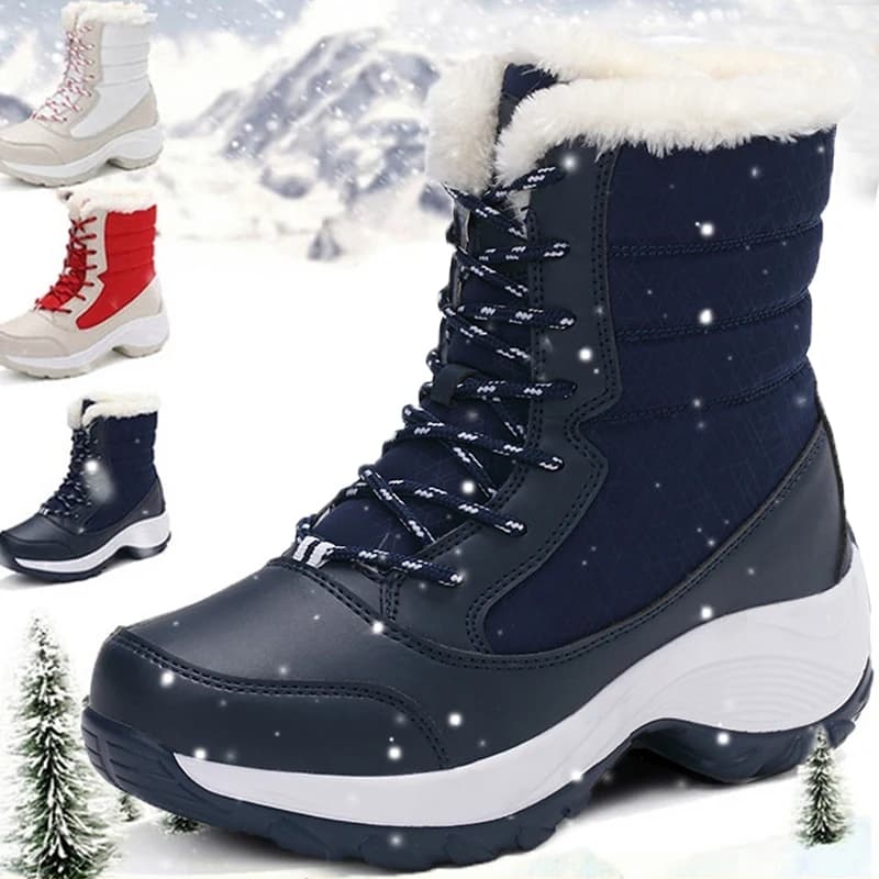 Stivali da donna da neve Scarpe da donna taglie forti Scarpe da donna stringate Piattaforma Stivaletti caldi Nuove calzature invernali da donna Botas Mujer