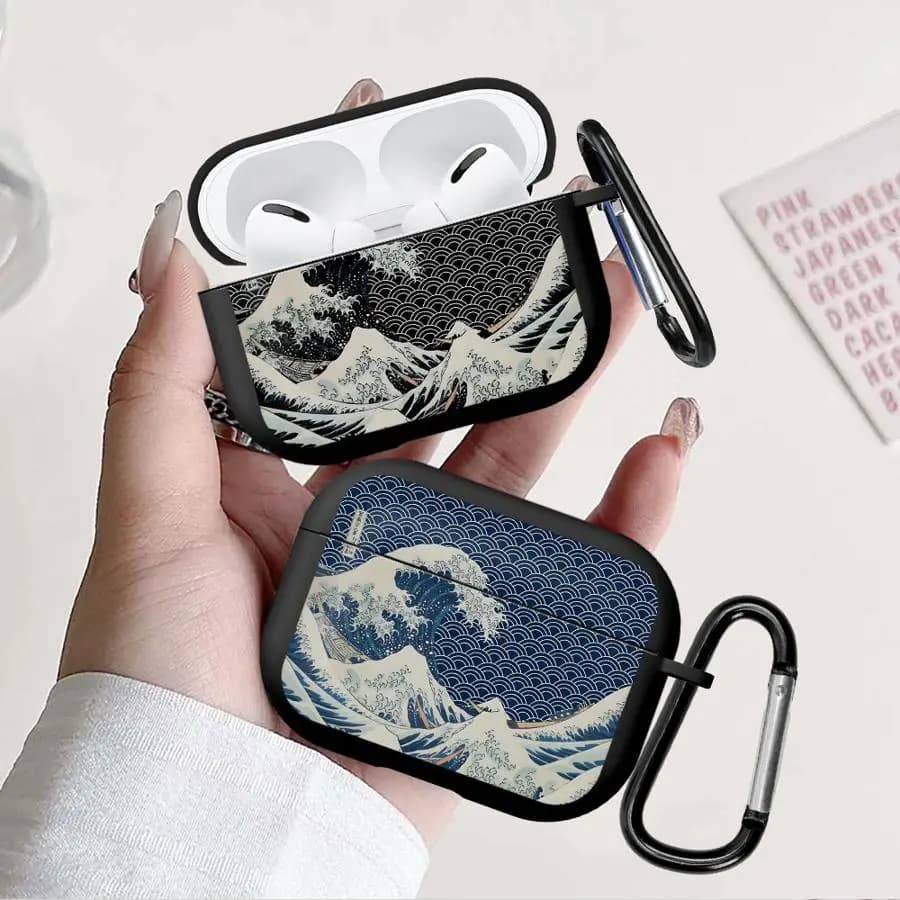 Custodia per auricolari Airpods 4 2 Pro 3 Pro2 1 Pro3 con design Wave Art