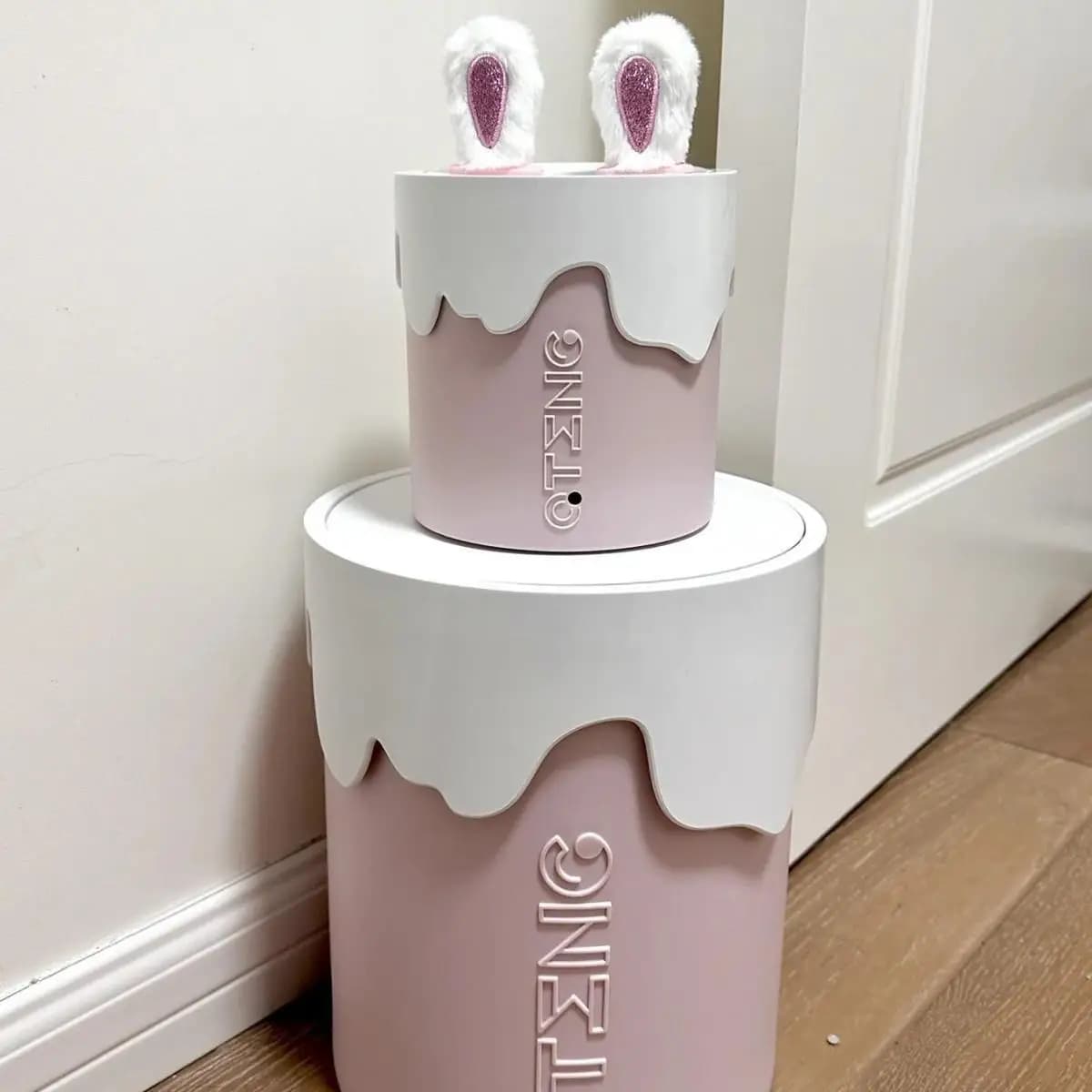 Ins Pattumiera Creativa Orecchie di Coniglio Pattumiera Kawaii Scatola di Immagazzinaggio Desktop Pattumiera Bidone della Spazzatura Con Coperchio o Pressa Pattumiera 9L/2.8L