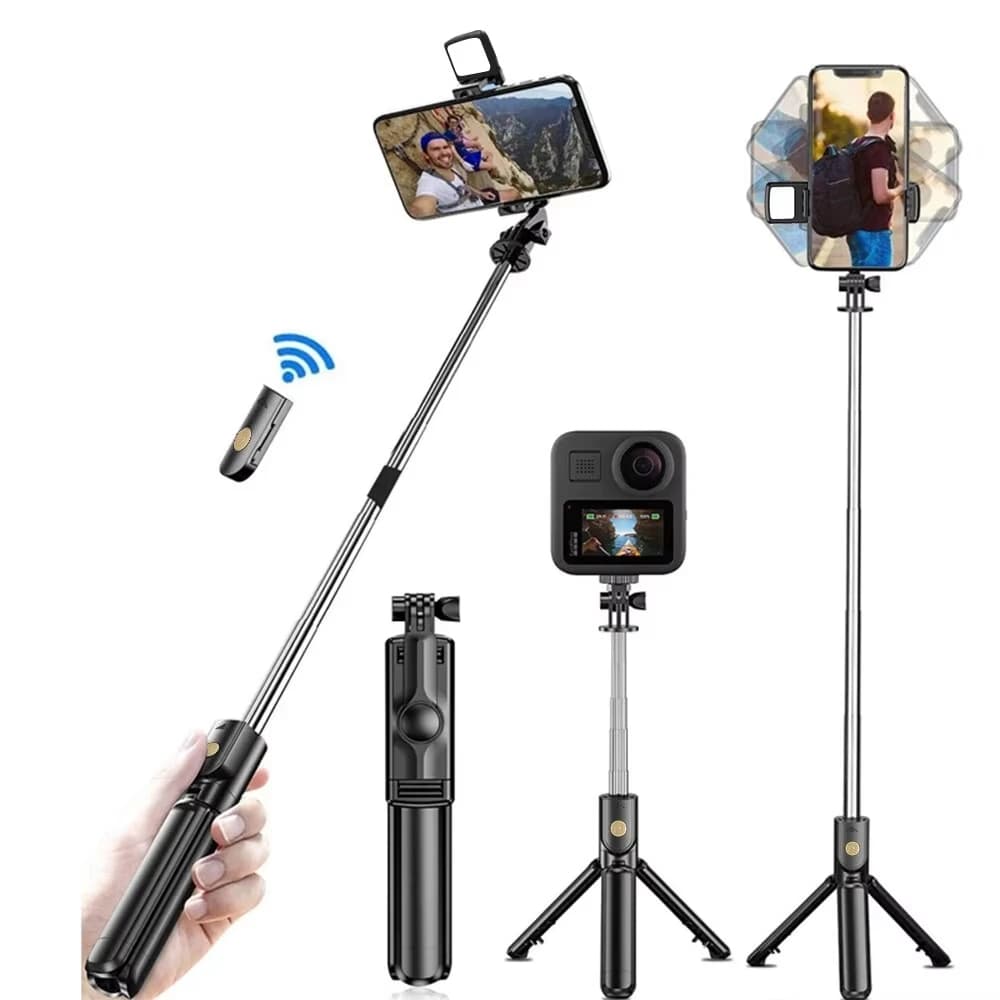 Bastone Selfie Portatile a 360 Gradi, Supporto Flessibile per Fotocamera Sportiva, Monopiede per Telefono Cellulare, Mini Treppiede con Telecomando Wireless