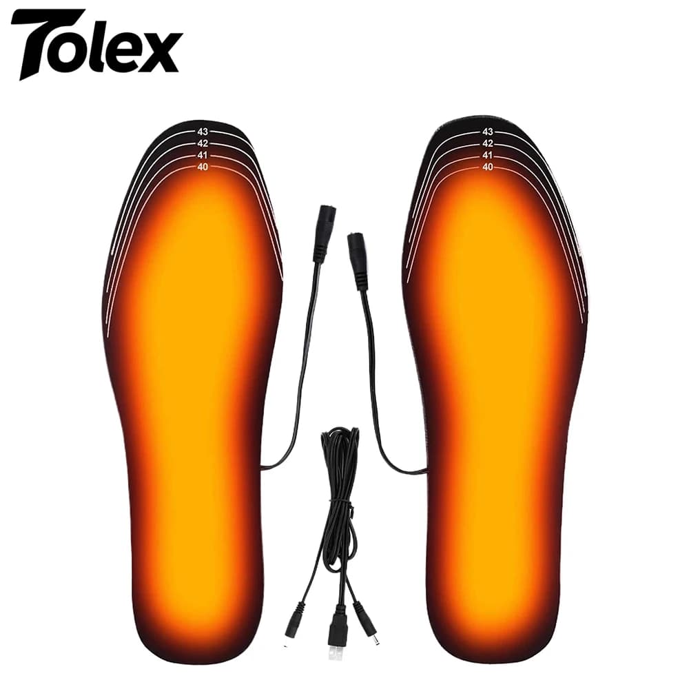 Solette Riscaldate Ricaricabili USB Tolex, Taglia Fai-da-Te 35-46, Cuscinetti Riscaldanti per Scarpe da Sci e Calzini Invernali
