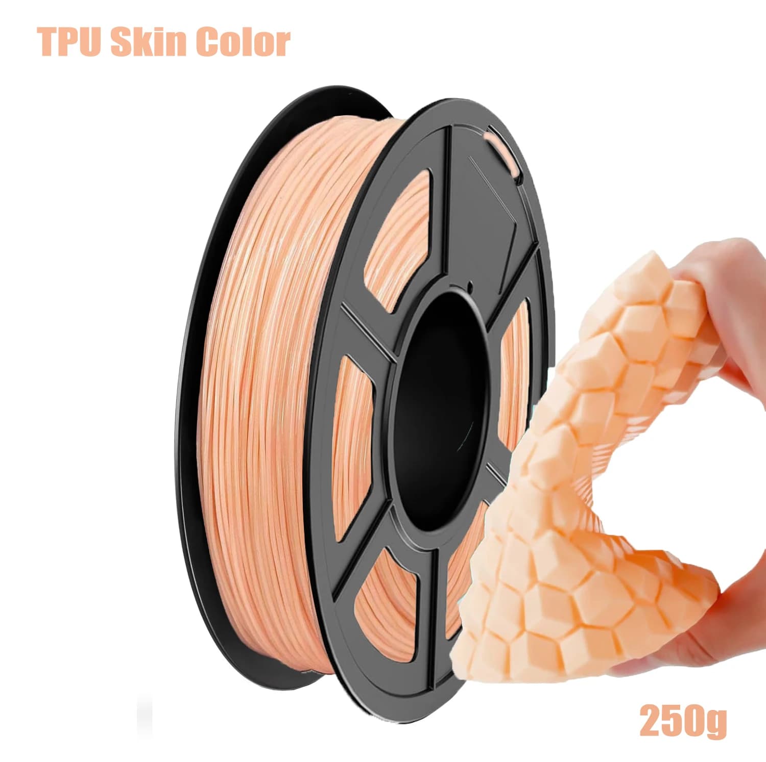 Filament TPU 95A Tone leather 1,75 mm Diameter 250 g 3D printer coil Flexible material Weight 0.55 pounds