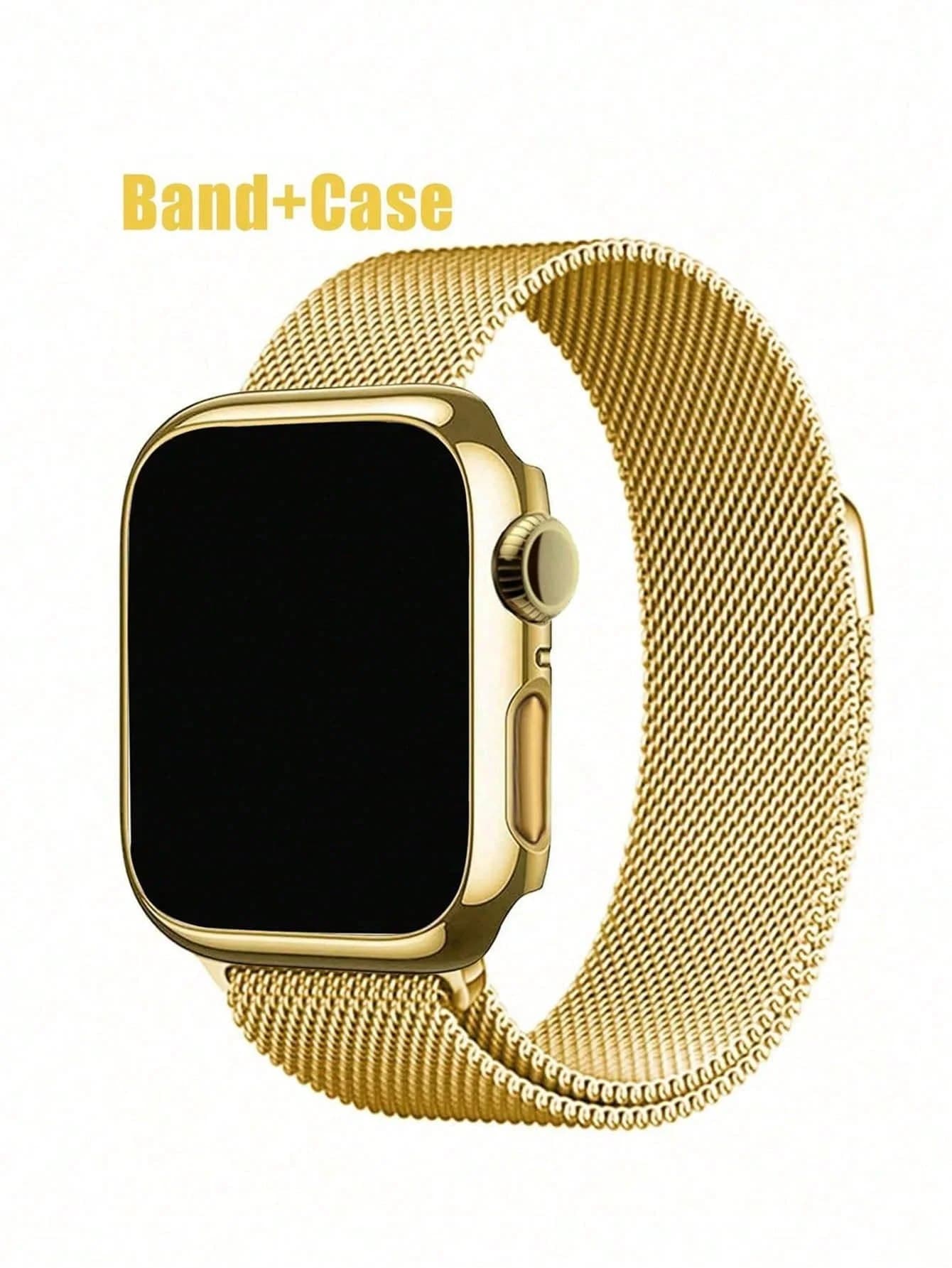 2-In-1 Stainless Steel Magnetic Watch Band + Hollow Hard PC Protective Case Compatible With Apple Watch Ultra/11/10/9/8/7/6/SE 40/41/42/44/45/46/49mm For Men And Women, Shock-Proof And Scratch-Resistant Protective Cover
