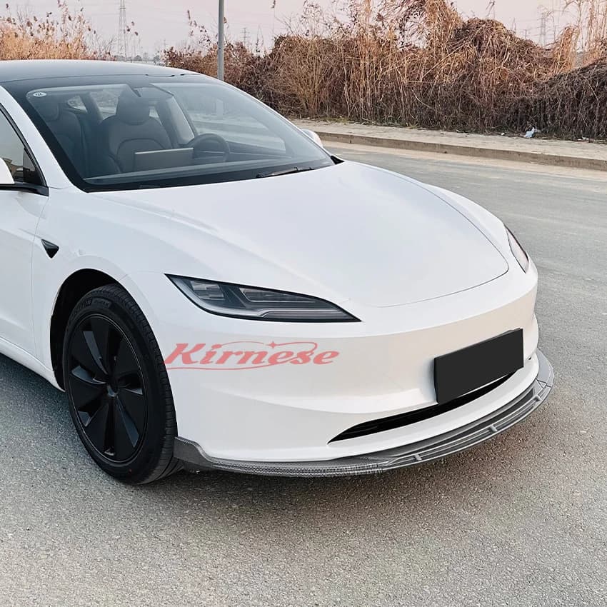 2024 Front Bumper Lip Chin Diffuser Body Kit Spoiler Accessories Carbon Fiber Matte Front Lip for Tesla Model 3