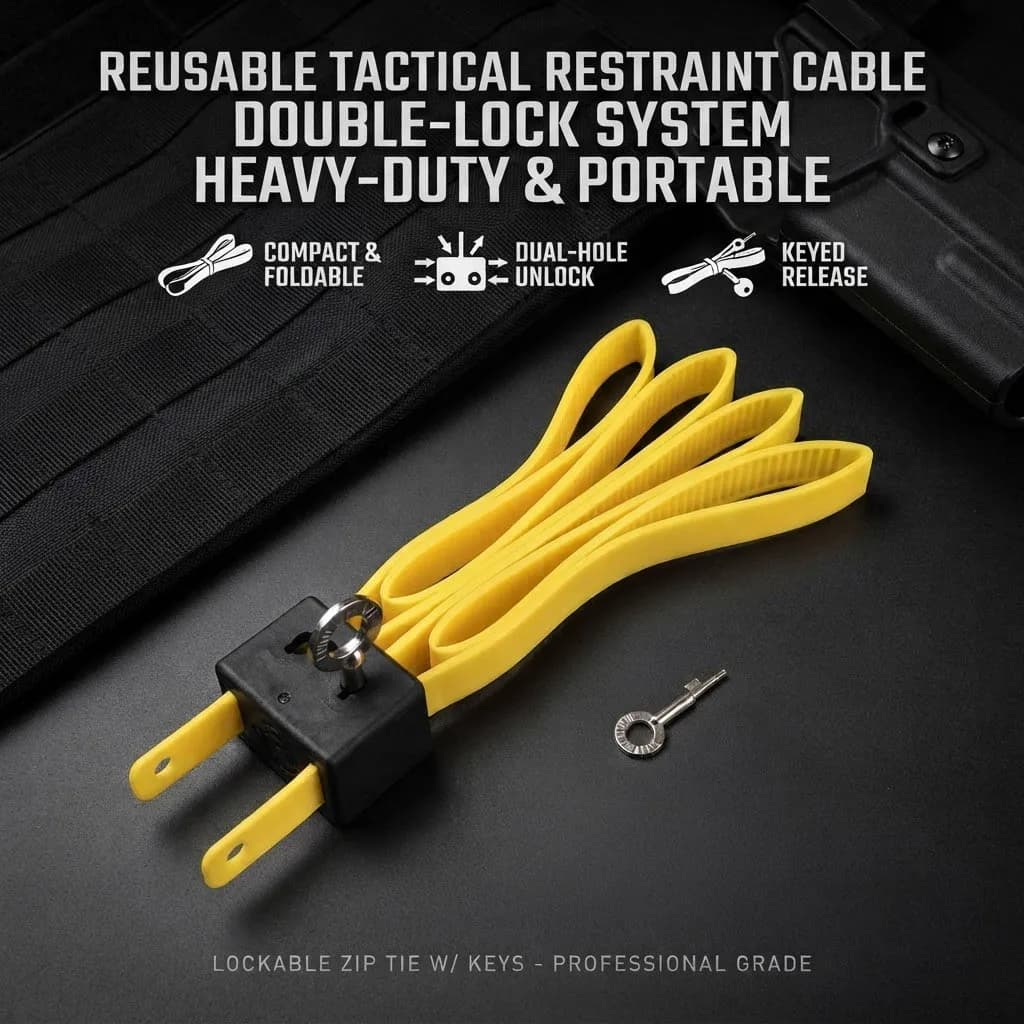Tactical Reusable Zip Tie Extended Foldable Cable Tie Double Lock Unlock Heavy Duty Strap for Airsoft Hunting Camping