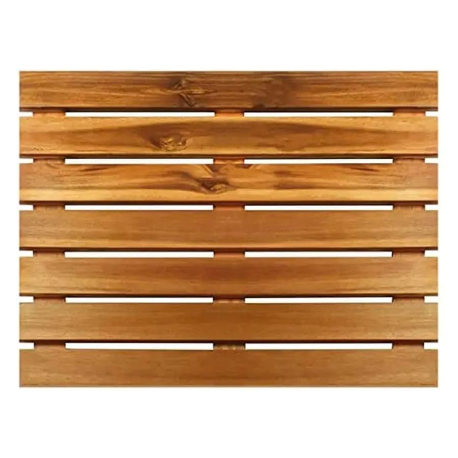 Tappetini da bagno in legno di acacia 23 x 23 pollici, tappetini doccia in legno di acacia per interni o esterni, tappetino doccia in legno a piattaforma scanalata per pavimento