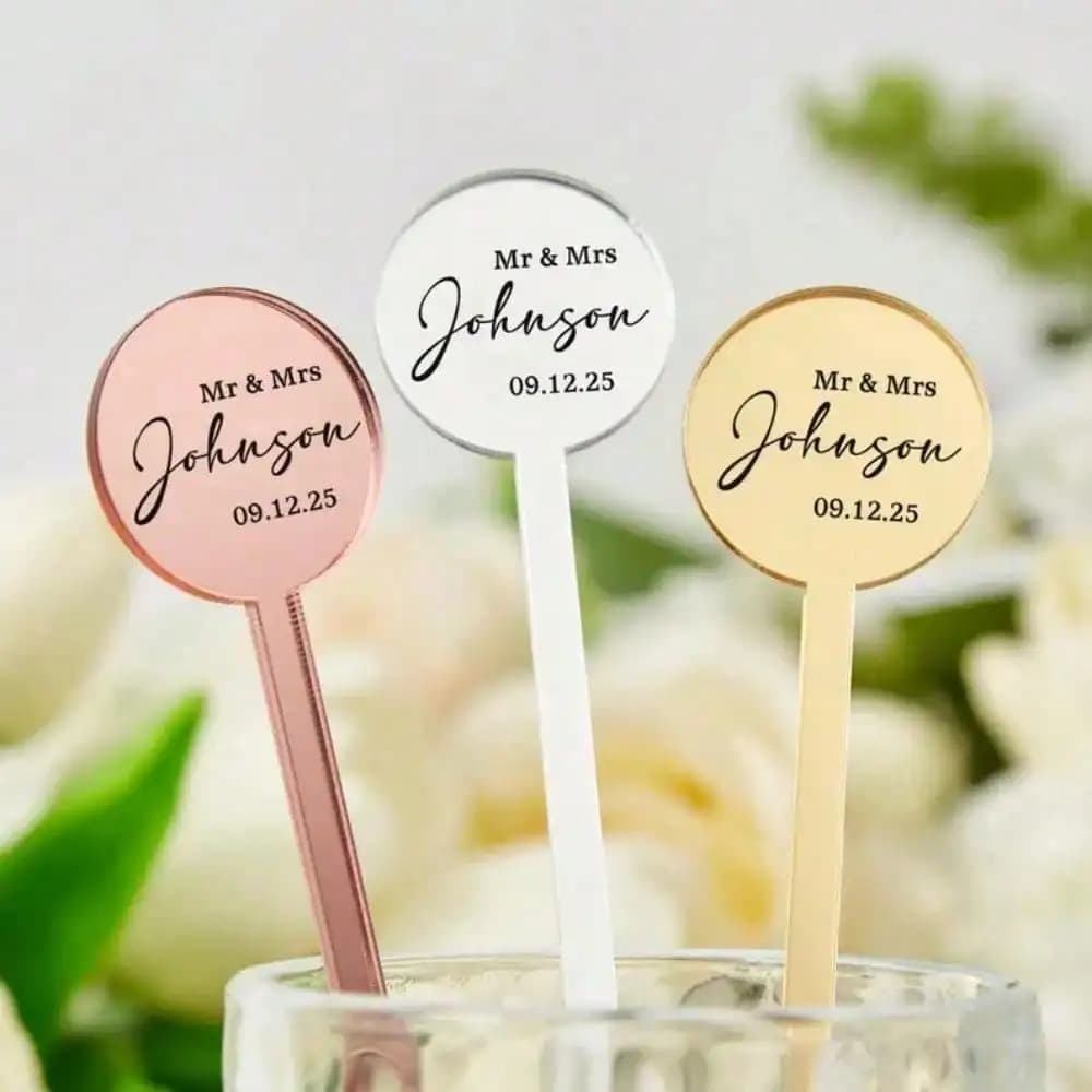 30/50/100/200 Pezzi di Agitatori per Bevande Personalizzati per Bomboniere di Matrimonio, Addio al Celibato, Cocktail Party, Decorazioni per Bevande Battesimali