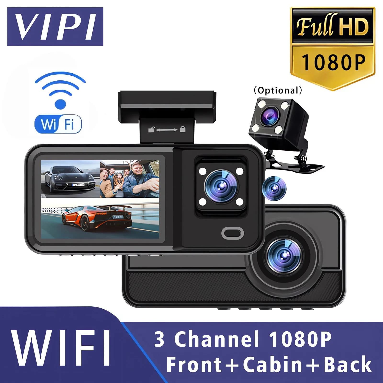 Wifi 3 Car Camera Dvr HD1080P Mini Dash Cam Internal Vehicle DVR Three Way Recorder Video Recorder Dashcam Camera