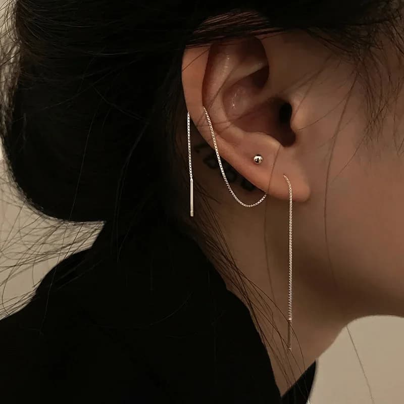 Orecchini pendenti minimalisti con nappa lunga per le donne Orecchini pendenti con catena in acciaio inossidabile di moda coreana Regali per feste di gioielli